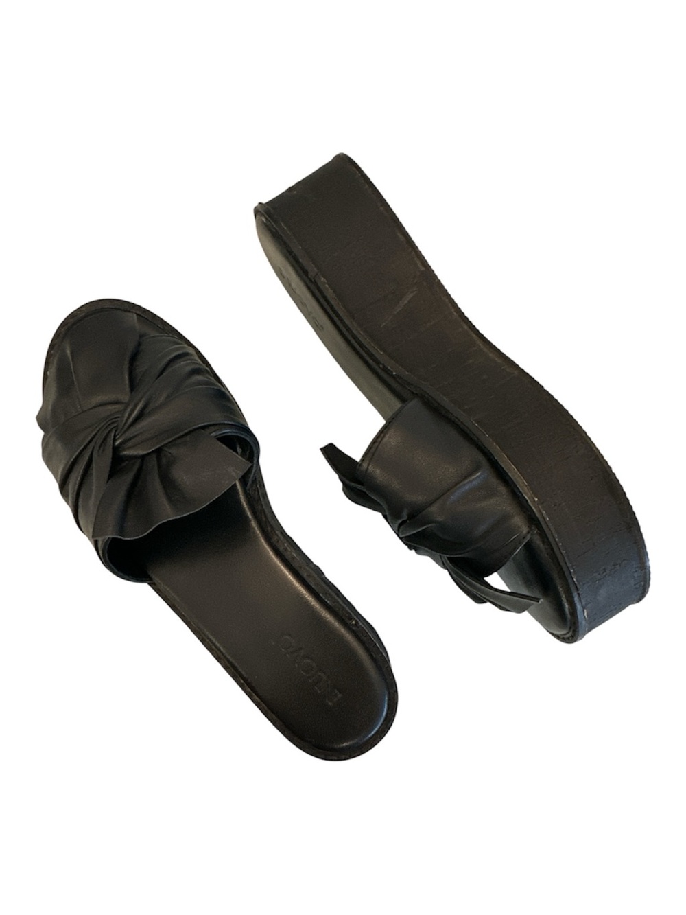 INUOVO | Black Leather Platform Slide Sandals | Size 41 / Size 11 - Picture 5 of 16